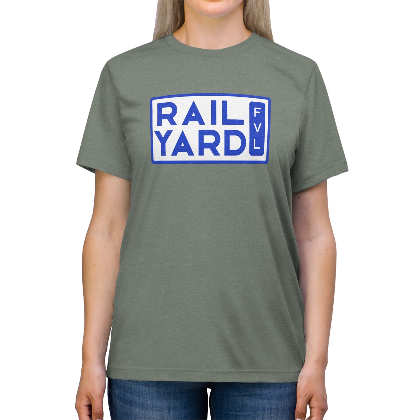 Railyard FVL - Blue and White Block Logo Graphic Tee (Unisex)